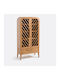 Floor-standing Living Room Display Cabinet made of Wood with Glass Solid Pine Wood Solid Pine Wood 80x38x160cm
