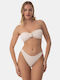 Set Bikini mit Abnehmbarer Verstärkung Gestreift Beige