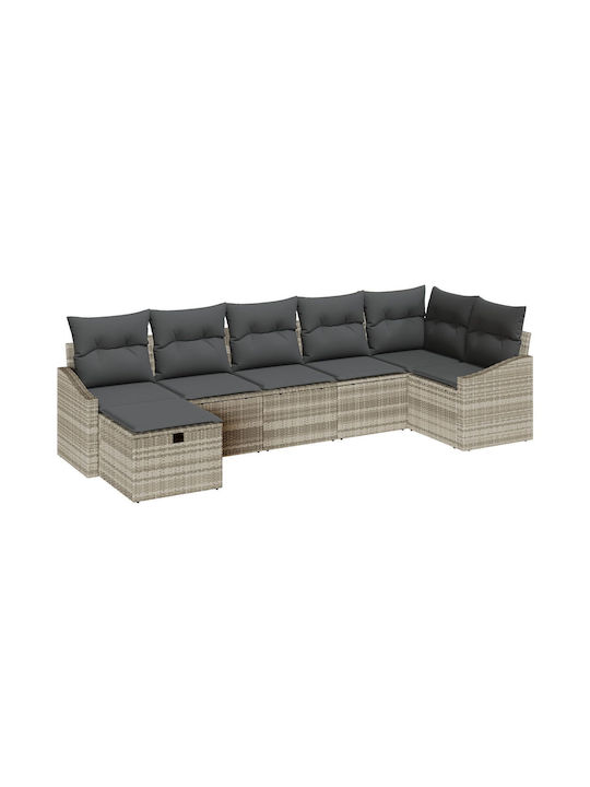 Corner Sofa Outdoor Rattan with Pillows 55x62x69cm