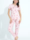 Miss Lale Sommer Damen Pyjama-Set Rosa