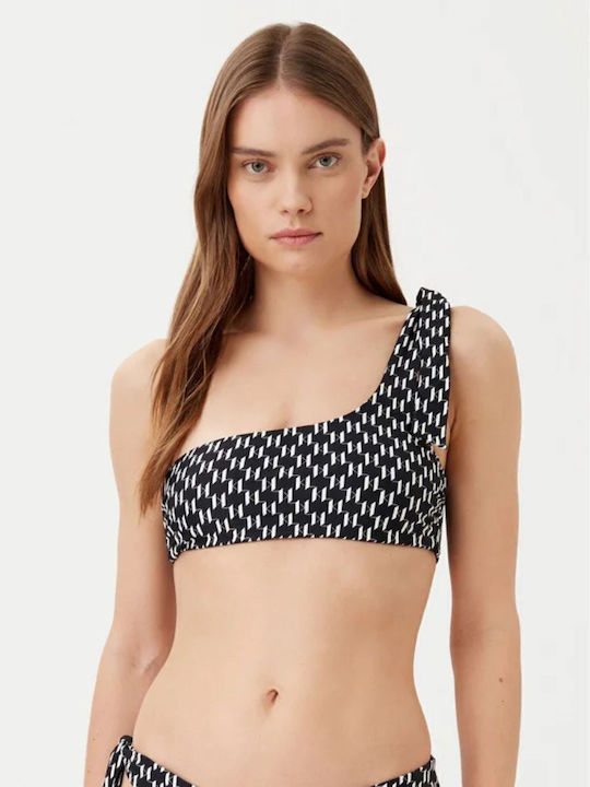 One Shoulder Bikini Top Black-White