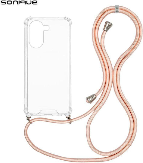 Sonique Armor Clear Silicone Case with Cord for Xiaomi Poco X7 Pro 5G Pink Satin