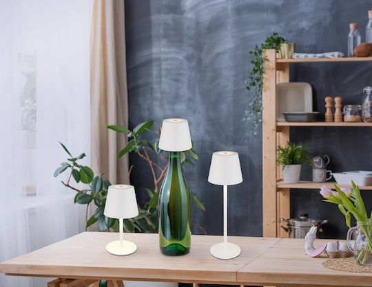 Globo Lighting Metallisches Tischlampen LED mit Weißem Hut und Basis