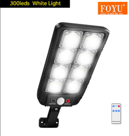 Foyu Wall Mounted Solar Light Traffic light 300W Natural White with Motion Sensor, Photocell and Remote Control IP65
