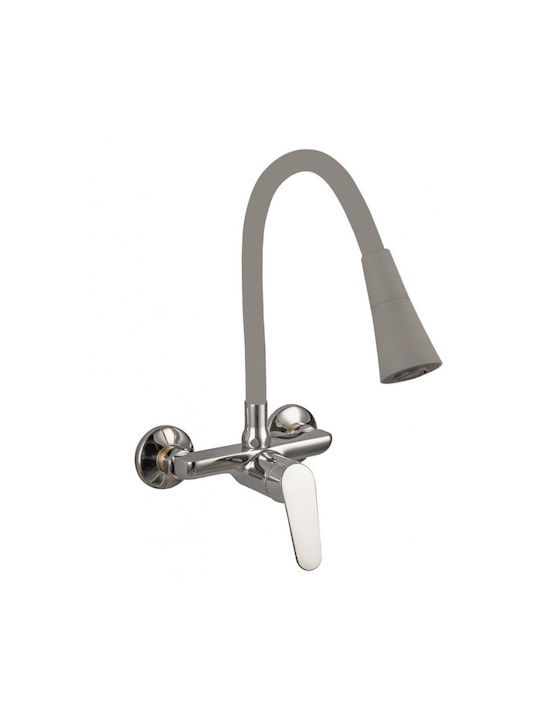 Inter Ceramic Кухненски Смесител Стена Сива