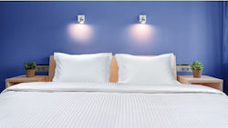 Hotelsheet Weiß 240 Fadenzahl 1cm Satinstreifen 180x260 Hotelsheet Weiß 240 Fadenzahl 1cm Satinstreifen 180x260