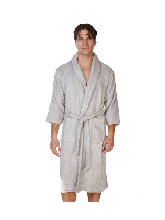 Comfort Bathrobe with Collar Grey