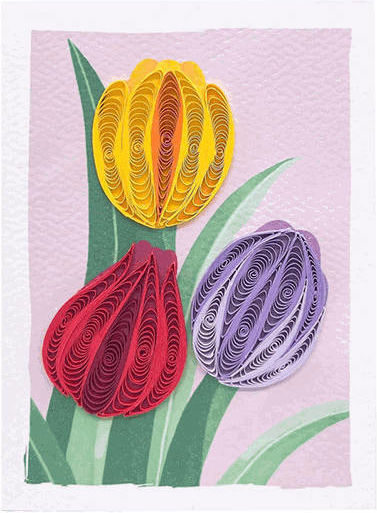 Geprägte Grußkarte Filigrana Origamo Mini 10x7,8cm Tulpen Mn007