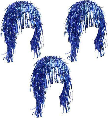 3 Τεμάχια Cosplay Disco Wigs Foil Tinsel Λαμπερά Καπέλα Πάρτι Αστεία Ατμόσφαιρα Εορταστική Διακόσμηση Παράσταση Props Sapphire Blue