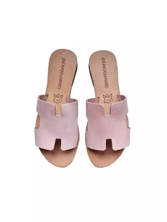 Gkavogiannis Sandals Δερμάτινα Σανδάλια Ροζ