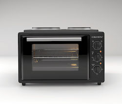 Crown Electric Countertop Oven 35lt with 2 Burners Black Crown Electric Countertop Oven 35lt with 2 Burners Black