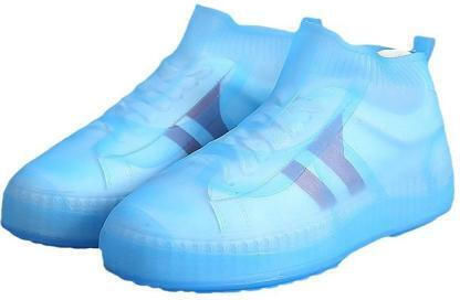 External Waterproof Anti-Slip Thick Wear-Resistant Rain Shoe Covers Size M 34-36 Blue