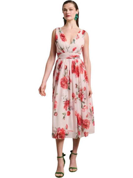 Summer Midi Dress for Wedding Christening Open Back Floral