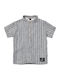 Kids Striped Shirt Short Sleeve Linen Grey