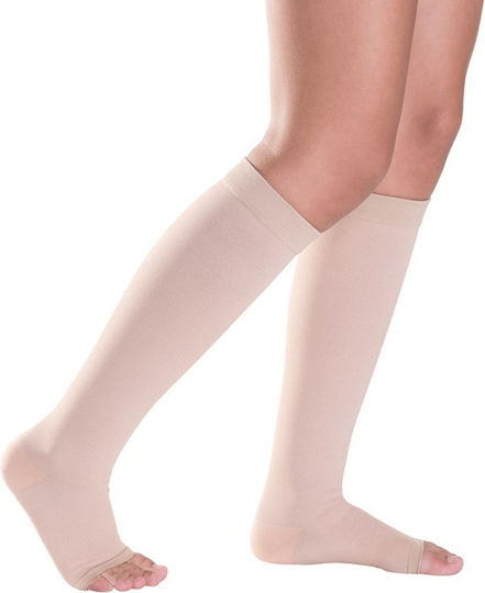 Sigvaris Cotton Short Plus Socks Calf High Graduated Compression Open 18-21 mmHg Beige