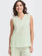 Women's Blouse Sleeveless Striped Green