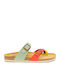 Leather Women's Flat Sandals Tricolor