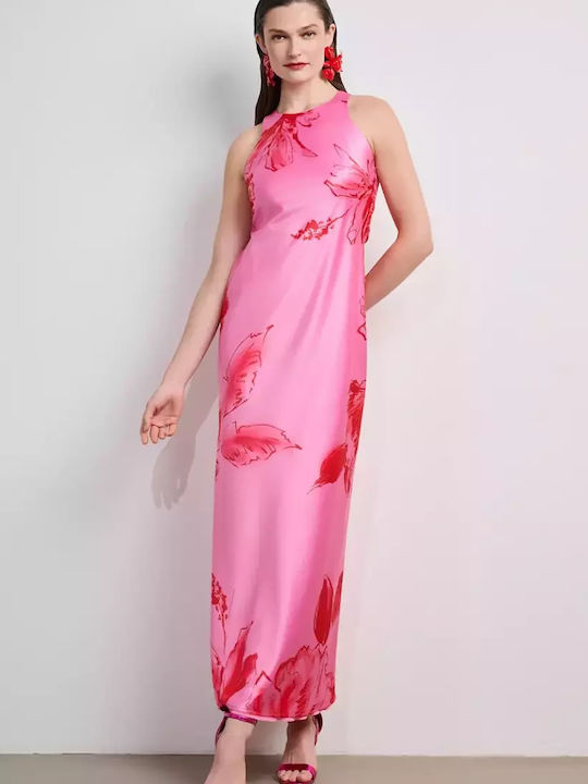 Summer Maxi Dress for Wedding / Christening Satin Pink