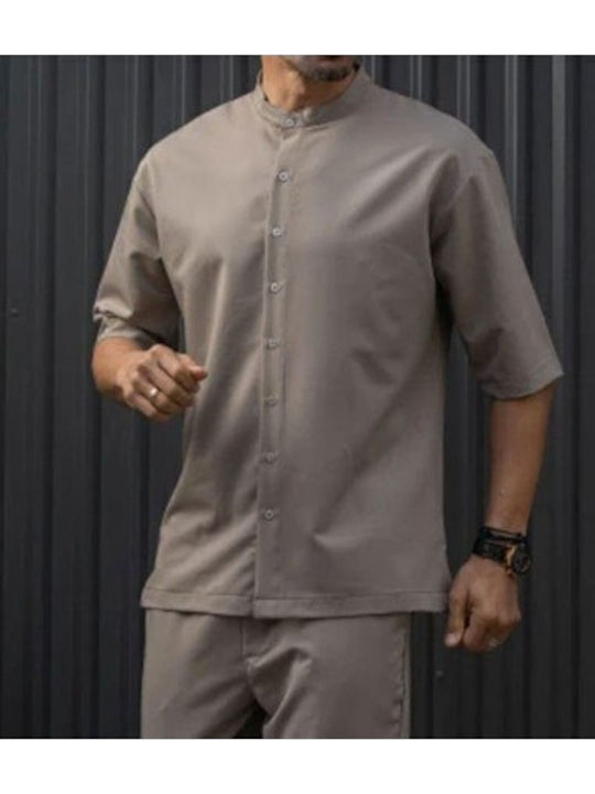 Henry Clothing Short-sleeved Shirt Beige
