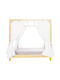 Double Wooden Bed Deckchair with Beige Pillow 150x160x190cm