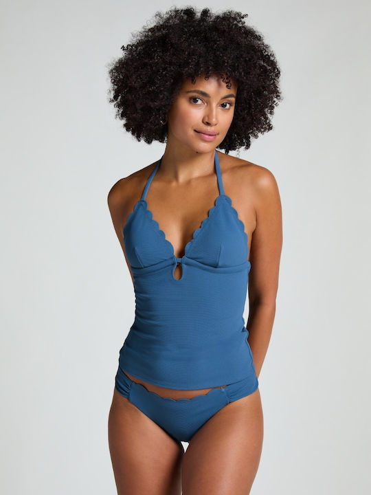 Scallop Blue Bikini Top