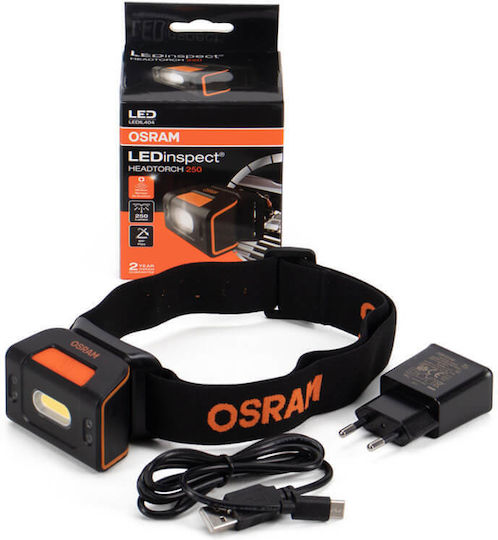 Osram Rechargeable Headlamp LED IP54 with Maximum Brightness 250lm Black