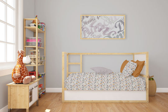 Dimcol Bebe Fox Baby Sheet Crib Cotton Fitted Gray 70x140cm