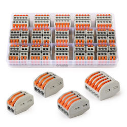 Κλέμα Set of Quick Connectors, Quick Terminal Blocks with Lever for Electrical Installations with 2, 3, 4, and 5 Pins, Type 222 46τμχ Κλέμα Set of Quick Connectors, Quick Terminal Blocks with Lever for Electrical Installations with 2, 3, 4, and 5 Pins, Type 222 46τμχ
