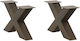vidaXL Metallic Furniture Leg 2 Pieces Suitable for Table / Coffee Table / Office 60x30x30cm Natural