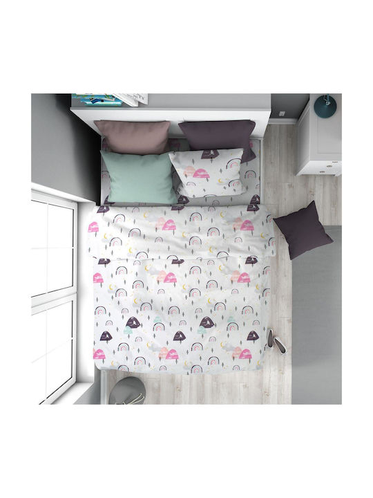 Dimcol Kids Duvet Cover Single Cotton White-pin...