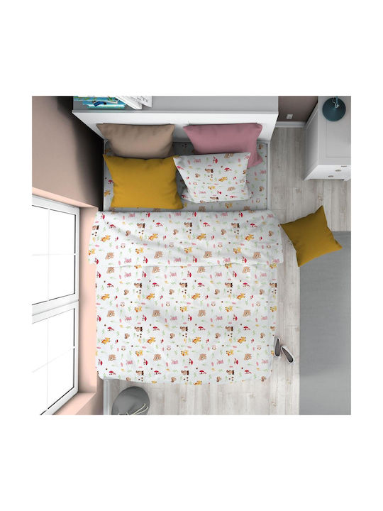 Dimcol Kids Duvet Cover Single Cotton White-pin...