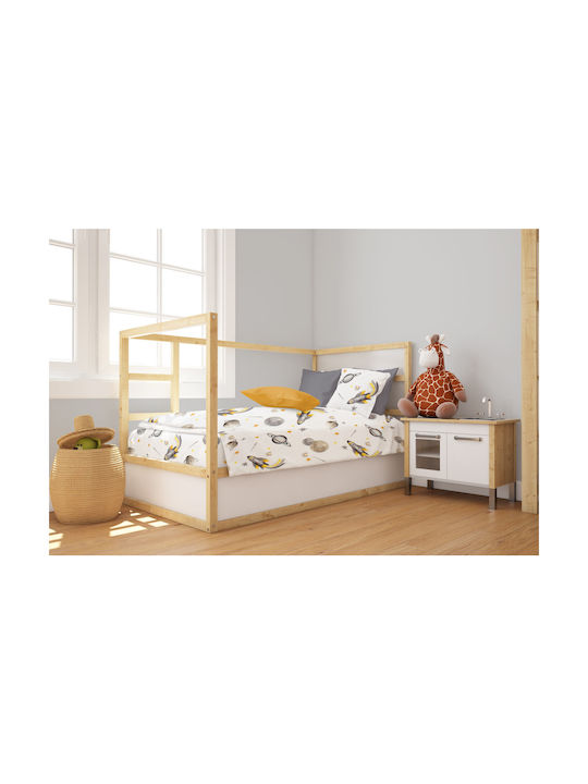 Dimcol Baby Duvet Cover Bebe Space White-grey 120x160cm