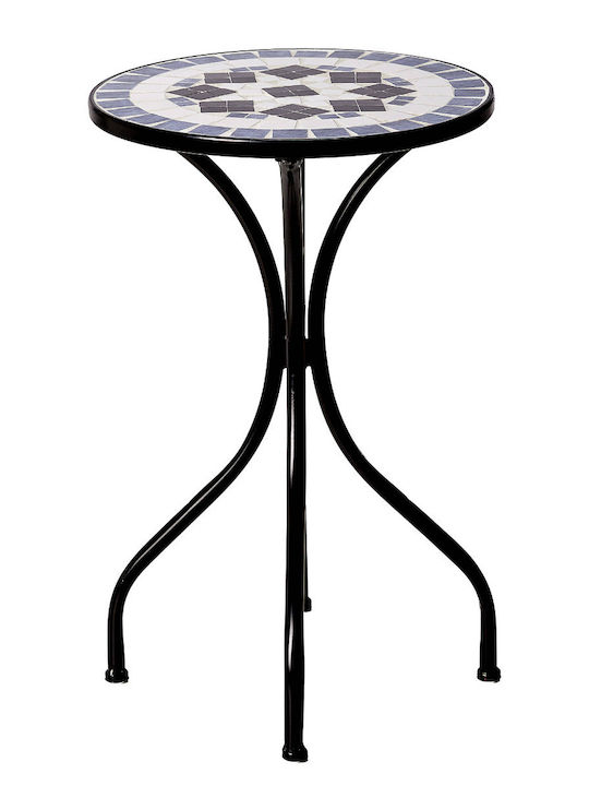 Auxiliary Outdoor Table with Ceramic Surface and Metal Frame Light Blue 35x35x54cm
