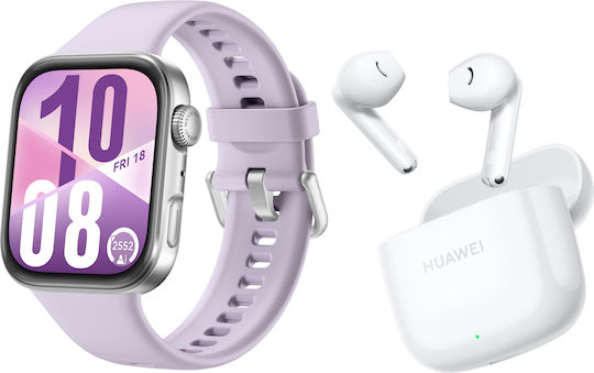 Huawei Watch Fit 43mm Waterproof with Heart Rate Monitor (Purple Huawei  Freebuds SE Ceramic White)