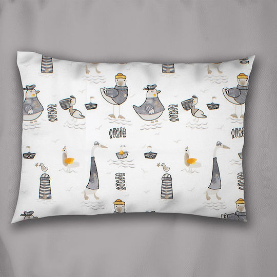 Dimcol Βρεφική Μαξιλαροθήκη από 100% Βαμβάκι White-grey 45x35εκ.