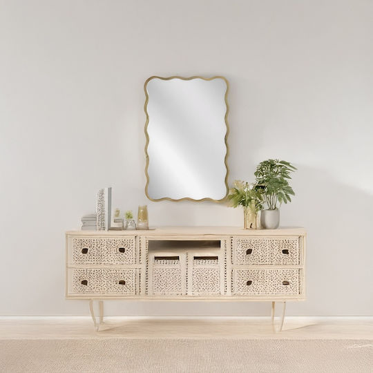 Artekko Wall Mirror with Gold Metallic Frame 91x61cm 1pcs