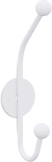 Wallity Wall Hanger Metal 2 Hooks White 6x24x9cm
