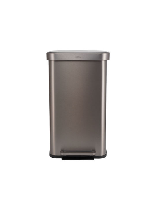 Estia Soft Close Mülleimer aus Inox mit Pedal Silber 70lt