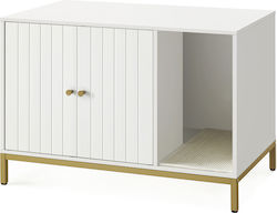 Feandrea Multifunctional Cat Litter Box Enclosure 80x50x55cm White Gold Pcl007w01v1