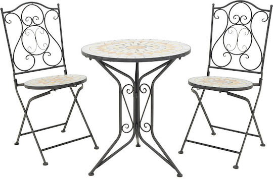 Set Sala De Mese 3 Piese Mozaic Negru Set Sala De Mese 3 Piese Mozaic Negru