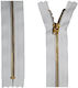Closed Metal Zipper 3mm 12cm White