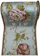 Floral Fabric Ribbon with Gold Thread Light Blue 16.5cm Width Price Per Meter