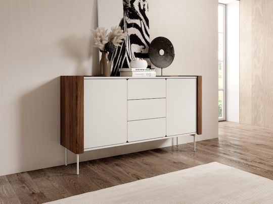Μπουφές Wrap aus Holz & Metall mit Schubladen Sand White + Walnut 141x39x82cm