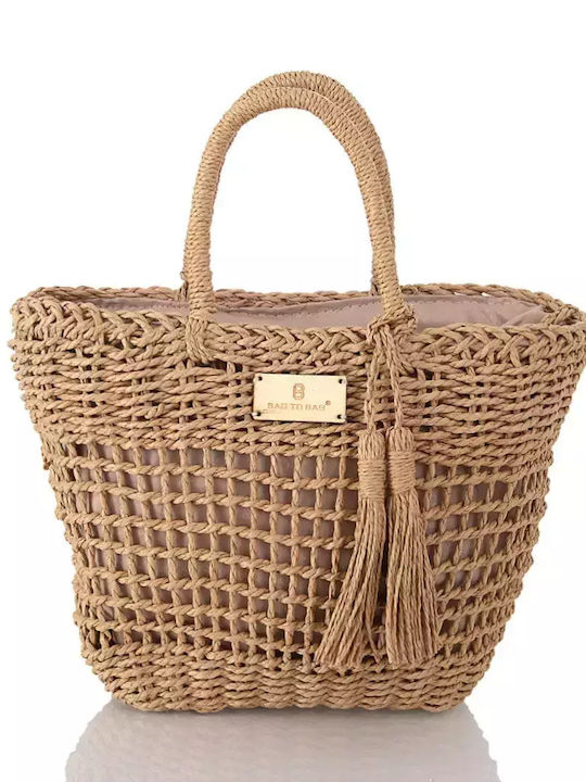 Bag to Bag Ψάθινη Τσάντα Θαλάσσης Μπεζ Bag to Bag Ψάθινη Τσάντα Θαλάσσης Μπεζ