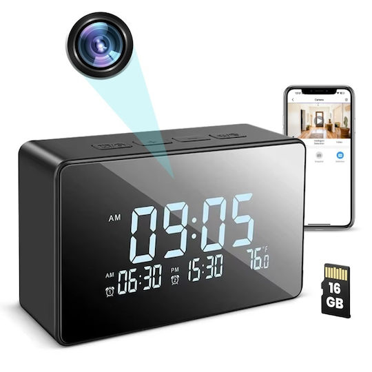 Versteckte Kamera WiFi Uhr 1080p mit Steckplatz für Speicherkarte