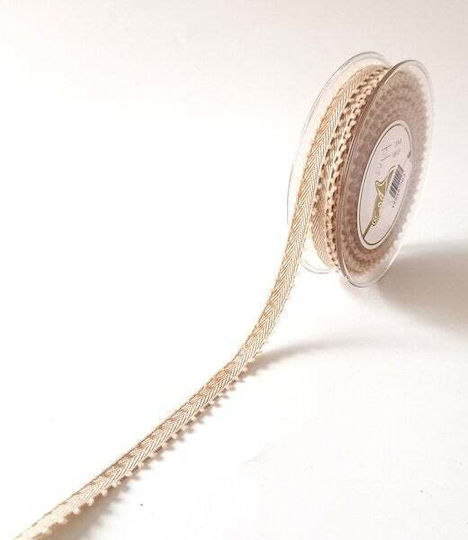 Herringbone Cotton Ribbon 12mmx9m Beige