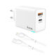 iNOS Charger GaN with USB-A Port and USB-C Port and Cable USB-C - Lightning 45W Power Delivery / Quick Charge 3.0 Whites