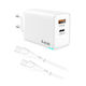 iNOS Charger GaN with USB-A Port and USB-C Port and Cable USB-C - USB-C 45W Power Delivery / Quick Charge 3.0 Whites