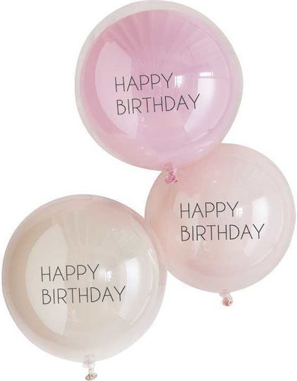 Set of 3 Balloons Latex Pink Pastel 45cm