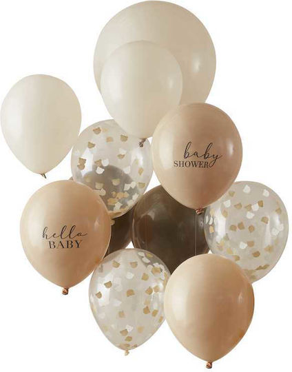 Σετ 11 Μπαλόνια Baby Shower Ουράνιο Τόξο Latex Μαύρα Hello 45εκ.